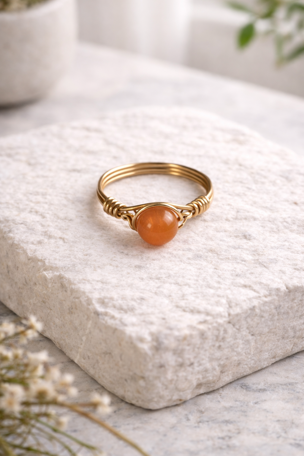 Fire Agate Wire Ring